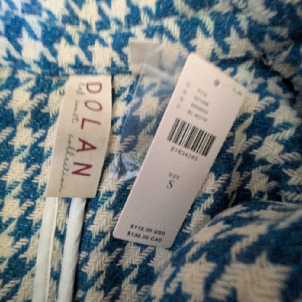NWT Dolan Anthropologie - Cute Houndstooth Blue Cropped Jacket - Size S - Picture 6 of 7